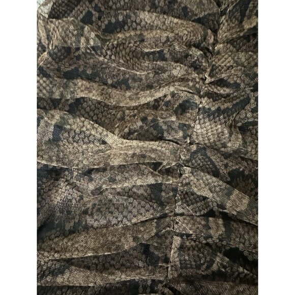 Zara Dress Draped Tulle Mini Long Sleeve in Snakeskin Brown Size S New - Picture 16 of 16